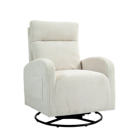 JiaDa Upholstered Swivel Glider.Flannel fabric.Rocking Chair for Nursery in Beige.Modern Style One Left Bag - V.I.P Digital Presence