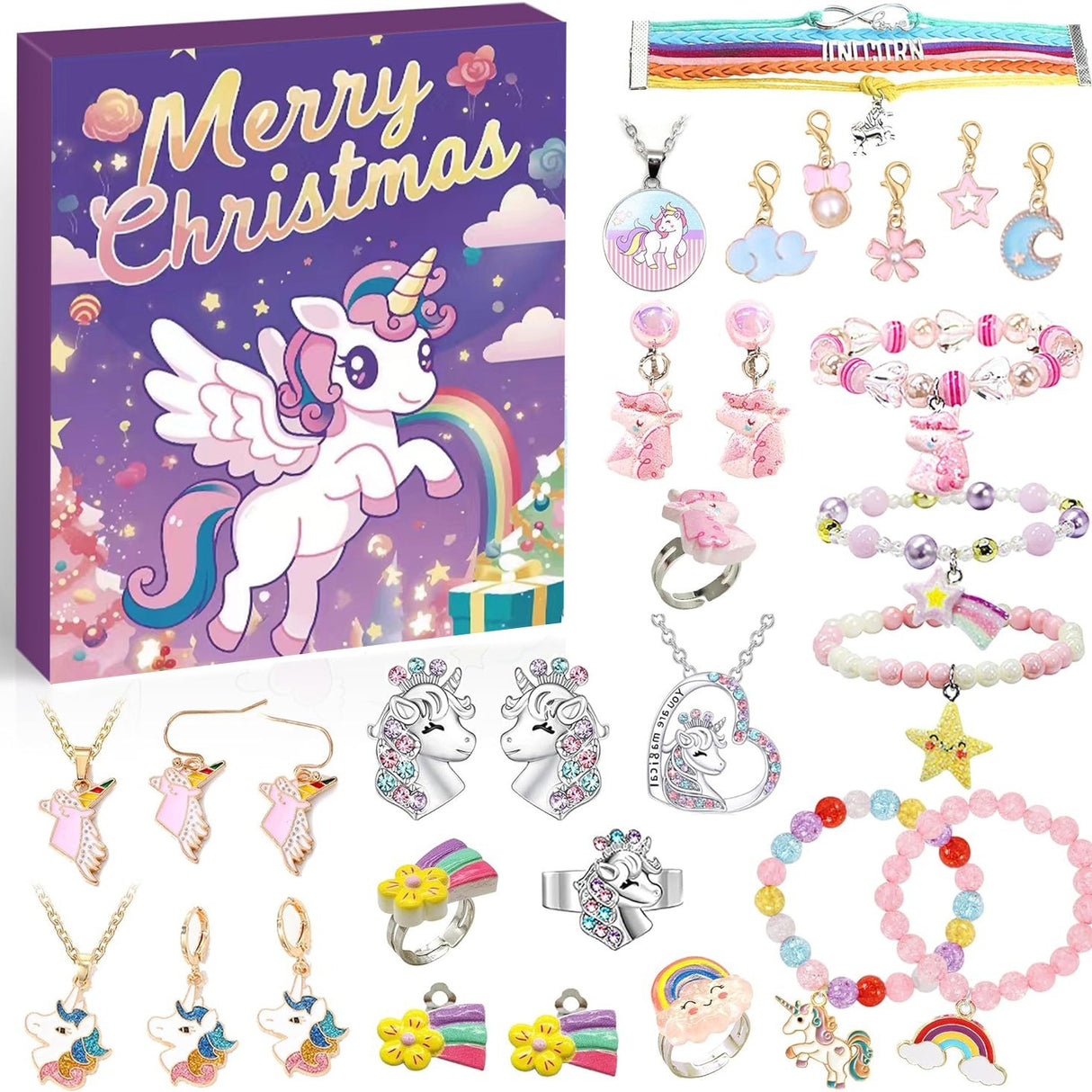 DIY creative children's bracelet jewelry 24-grid calendar Christmas holiday surprise blind box silver set - V.I.P Digital Presence