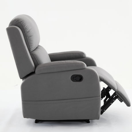 PU leather recliner massage chair with adjustable leg positions at the back, easy to reach side buttons - gray - V.I.P Digital Presence