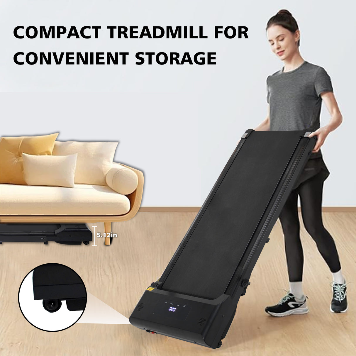 Portable treadmill with remote control, a 240 pound walking and jogging machine, and a black capacity - V.I.P Digital Presence