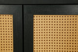 Handcrafted Premium Grain Panels Rattan Sideboard Buffer Cabinet Accent Storage Cabinet With 4 Rattan Doors BLACK - V.I.P Digital Presence