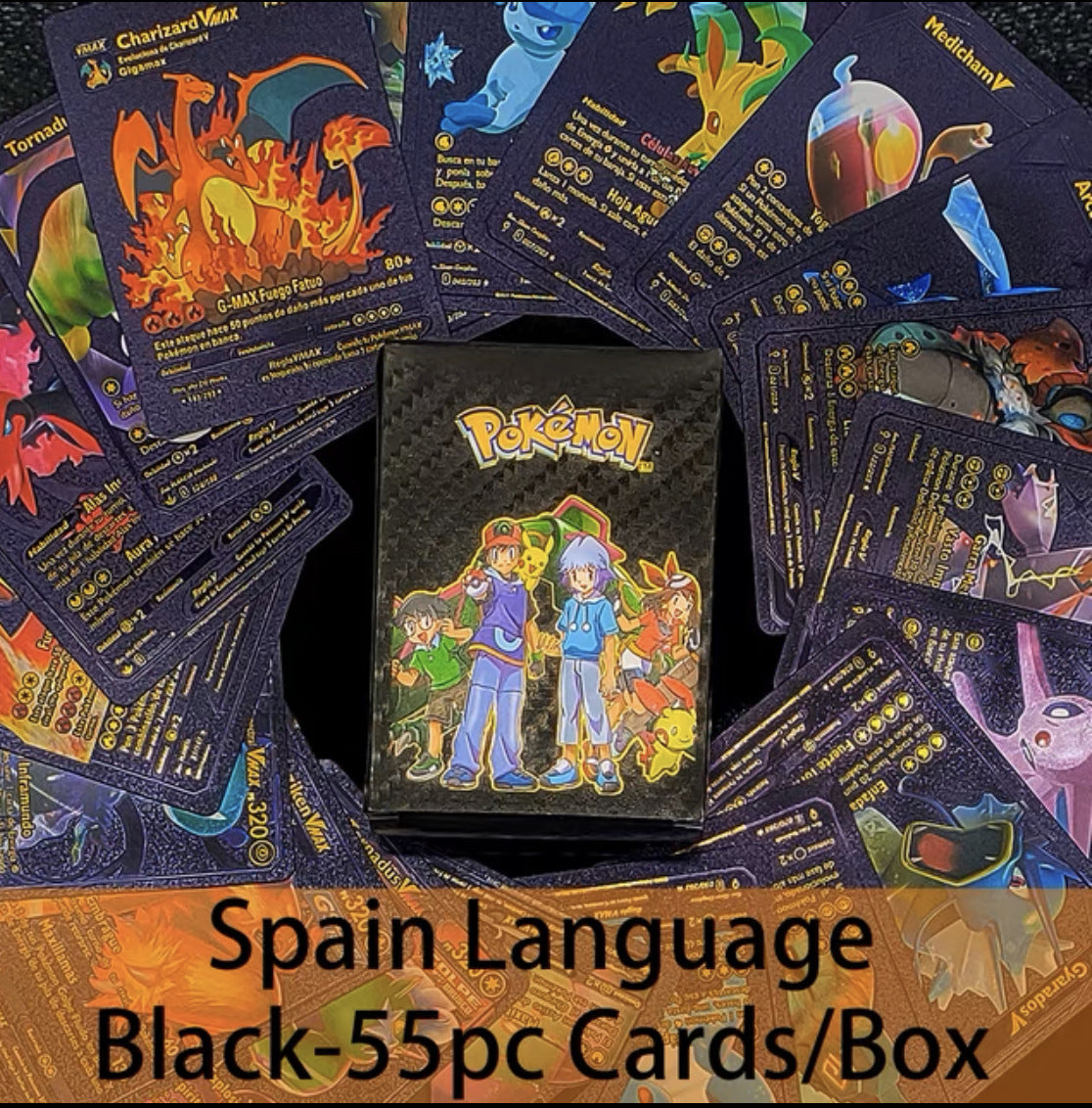 55 cartas Pok é mon de lámina dorada, cartas de batalla de cartas de colección Pok é mon Pok é mon