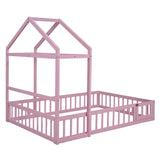 Wooden Full Size Children's Bed with Detachable Headboard and Integrated Clothes Drying Rack, Pink - V.I.P Digital Presence