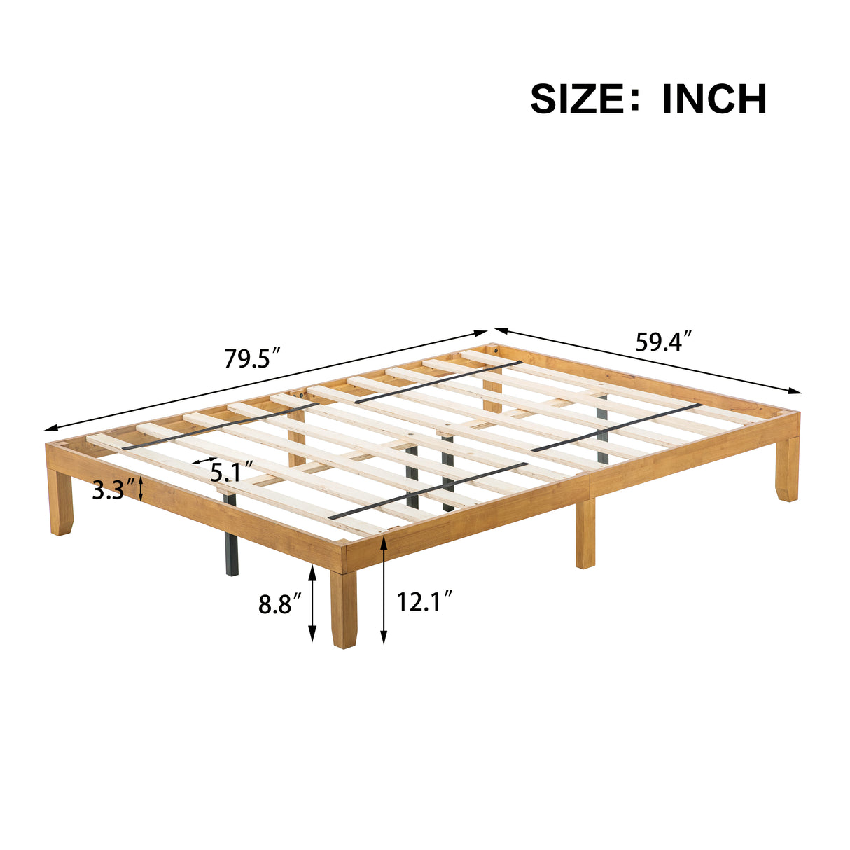 Queen Size Wood Platform Bed Frame,No Box Spring Needed,Strong Wood Slat Support, Easy Assembly - V.I.P Digital Presence