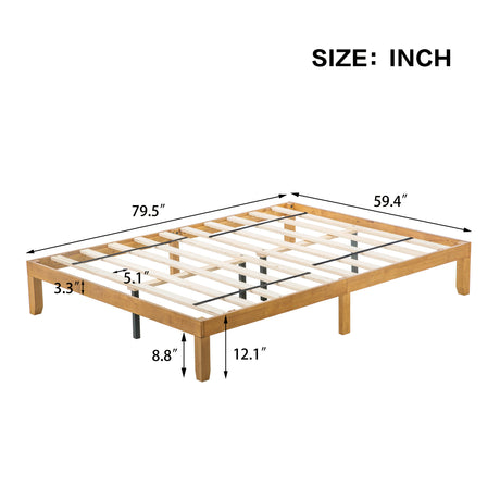 Queen Size Wood Platform Bed Frame,No Box Spring Needed,Strong Wood Slat Support, Easy Assembly - V.I.P Digital Presence