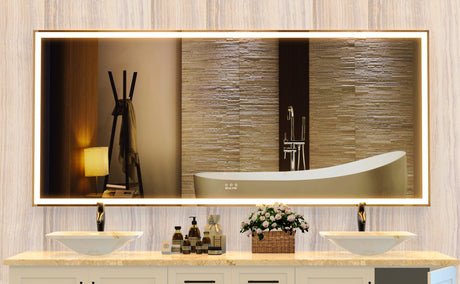 72X32 inch large LED bathroom mirror wall mounted mirror with 3 color modes, aluminum frame wall mounted light, full body mirror - V.I.P Digital Presence