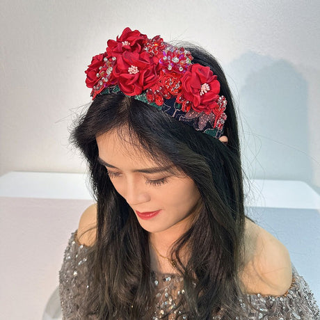 Handmade fabric flower fashion inlaid water drill bit hoop - V.I.P Digital Presence