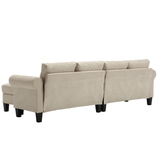 Convertible Sectional Sofa with Storage,L-shaped sofa,Four-seater sofa,Modern Linen Fabric Sectional Couches Beige - V.I.P Digital Presence