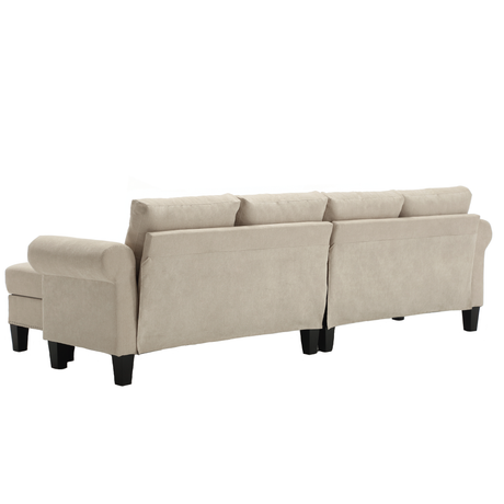 Convertible Sectional Sofa with Storage,L-shaped sofa,Four-seater sofa,Modern Linen Fabric Sectional Couches Beige - V.I.P Digital Presence