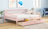 Full Size Daybed with Two Storage Drawers and Support Legs Pink