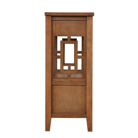 36'' Farmhouse Pine Wood Console Table Entry Sofa Table with 4 Drawers & 1 Storage Shelf (Brown) - V.I.P Digital Presence