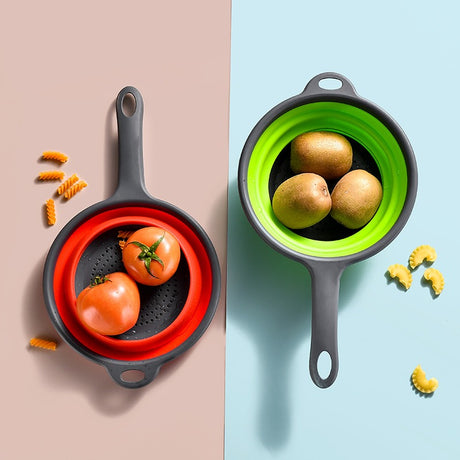 Long handle PP+TPR folding drainage basket retractable water filter basket fruit and vegetable water filter tray - V.I.P Digital Presence