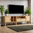 Vine TV stand with 2 cabinets and 2 open shelves, suitable for TVs under 80 inches, with solid wood legs for TV cabinets - V.I.P Digital Presence