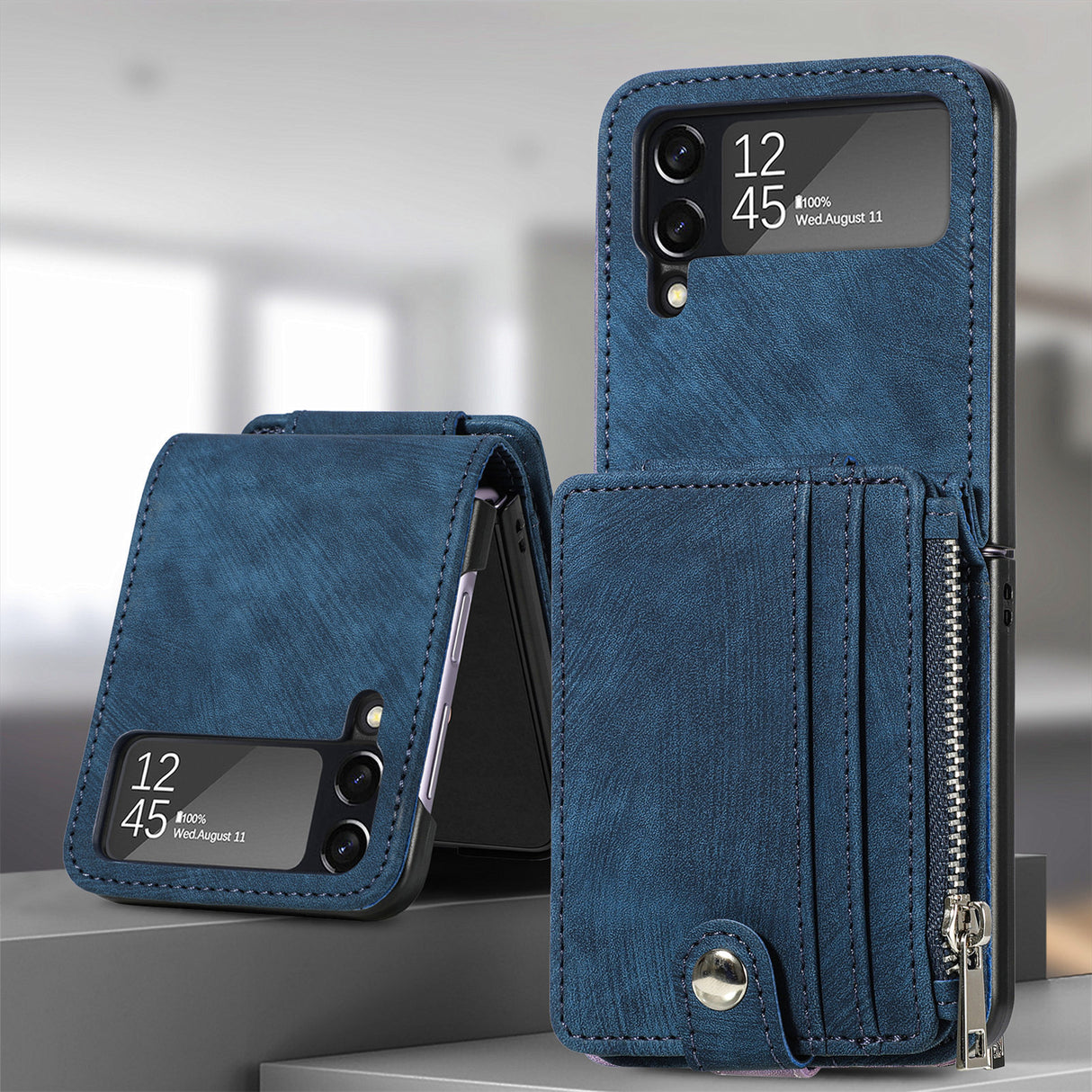Suitable for Samsung Galaxy Z Flip4 folding phone case zipper card insertion protective cover Z Flip3 flip cover - V.I.P Digital Presence