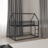 Twin over Twin House Bunk Bed with Built-in Ladder,Black - V.I.P Digital Presence