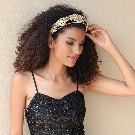 Baroque retro inlaid colored rhinestone sponge new fashionable hair band - V.I.P Digital Presence
