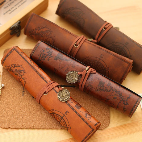 Retro Leather Pencil bag pencil pouch case school supplies pencil case plumier scolaire pencil pouch cute stationary - V.I.P Digital Presence