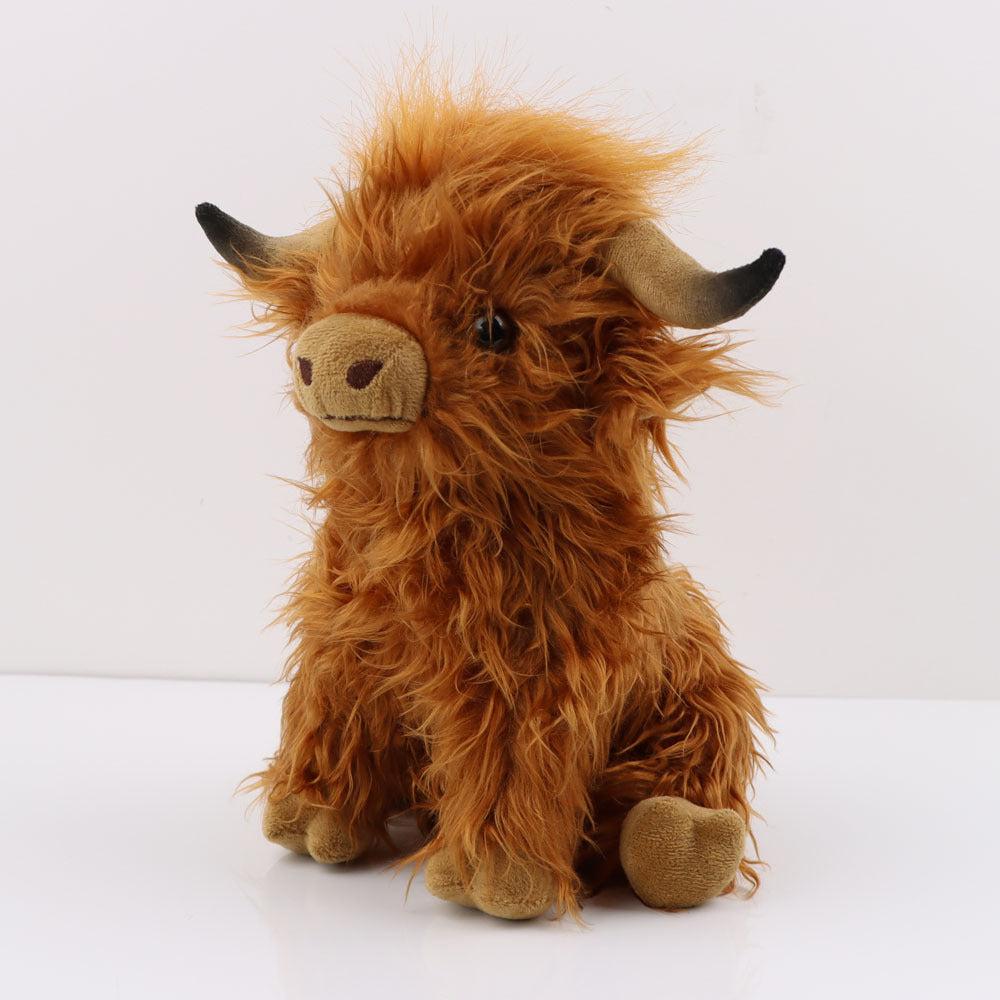 Figura de vaca de pelo largo de imitación de juguete de peluche de vaca de las Tierras Altas de una celebridad de Internet