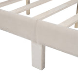 Queen Size Storage Bed Velvet Upholstered Platform Bed with a Big Drawer - Beige - V.I.P Digital Presence