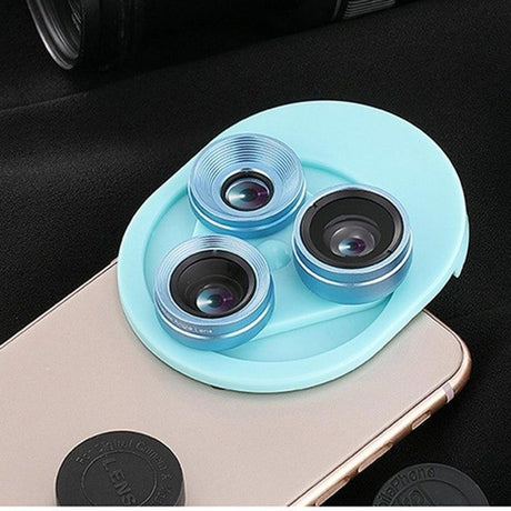 3 In 1 Mobile Phone Lens Set Professional Integral Turntable External Use Wide Angle + Fish Eye + Macro Camera Lens Set - V.I.P Digital Presence