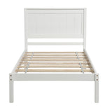 Platform Bed Frame with Headboard  Wood Slat Support  No Box Spring Needed Twin  White