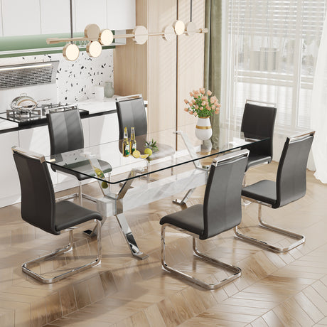 Dining table Modern tempered glass dining table 79 ''x39''x30 '' 1105 - V.I.P Digital Presence