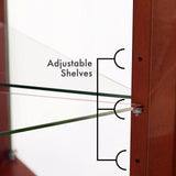 Corner Curio Dispaly Cabinet with Lights, Adjustable Tempered Glass Shelves, Mirrored Back,Cherry(E26 light bulb not included) - V.I.P Digital Presence