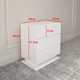 LED Nightstand with 3 drawers,White bedside Table ,Modern End Side Table for Bedroom - V.I.P Digital Presence
