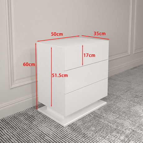 LED Nightstand with 3 drawers,White bedside Table ,Modern End Side Table for Bedroom - V.I.P Digital Presence