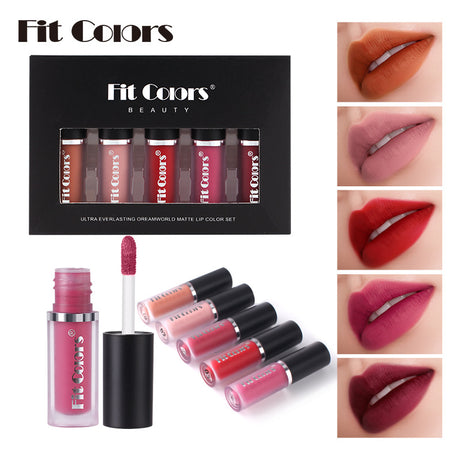 Fit Colors 5 Color Matte Non-Stick Cup Lip Gloss Set Matte Big Brand Color Variety Lipstick - V.I.P Digital Presence