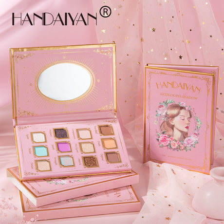 HANDAIYAN 12 Color Eye Shadow Palette Retro Niche Eye Shadow Noble With Mirror Matte Pearlescent Powder Eye Shadow - V.I.P Digital Presence