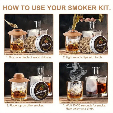 Cocktail Smoking Wood Chips 6 Types of Smoked Wood Flavors Bourbon Whiskey Gift for Father/Husband/Men - V.I.P Digital Presence