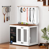 Dog crate,Graffiti dog cage, kennel with double doors, crate interior furniture, heavy wooden dog cage, large dog, white - V.I.P Digital Presence