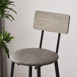 Bar Table Set with 4 Bar stools PU Soft seat with backrest Grey 47.24'' L x 23.62'' W x 35.43'' H - V.I.P Digital Presence