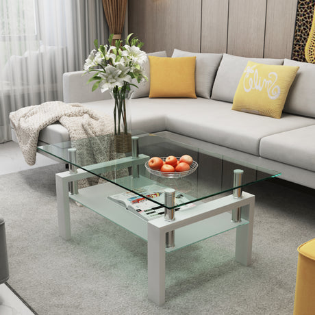White Coffee Table Clear Coffee Table Modern Side Center Tables for Living Room Living Room Furniture - V.I.P Digital Presence