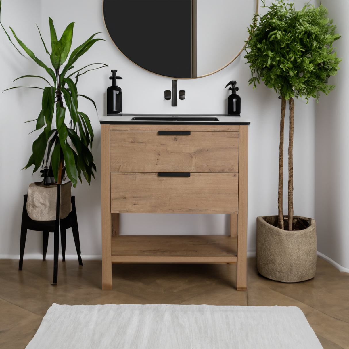 30 Inch Bathroom Vanity Plywood With 2 Drawers(BVB01030IMO-BL9075BK) - V.I.P Digital Presence