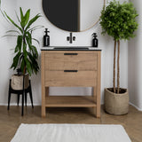 30 Inch Bathroom Vanity Plywood With 2 Drawers(BVB01030IMO-BL9075BK) - V.I.P Digital Presence
