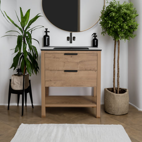 30 Inch Bathroom Vanity Plywood With 2 Drawers(BVB01030IMO-BL9075BK) - V.I.P Digital Presence