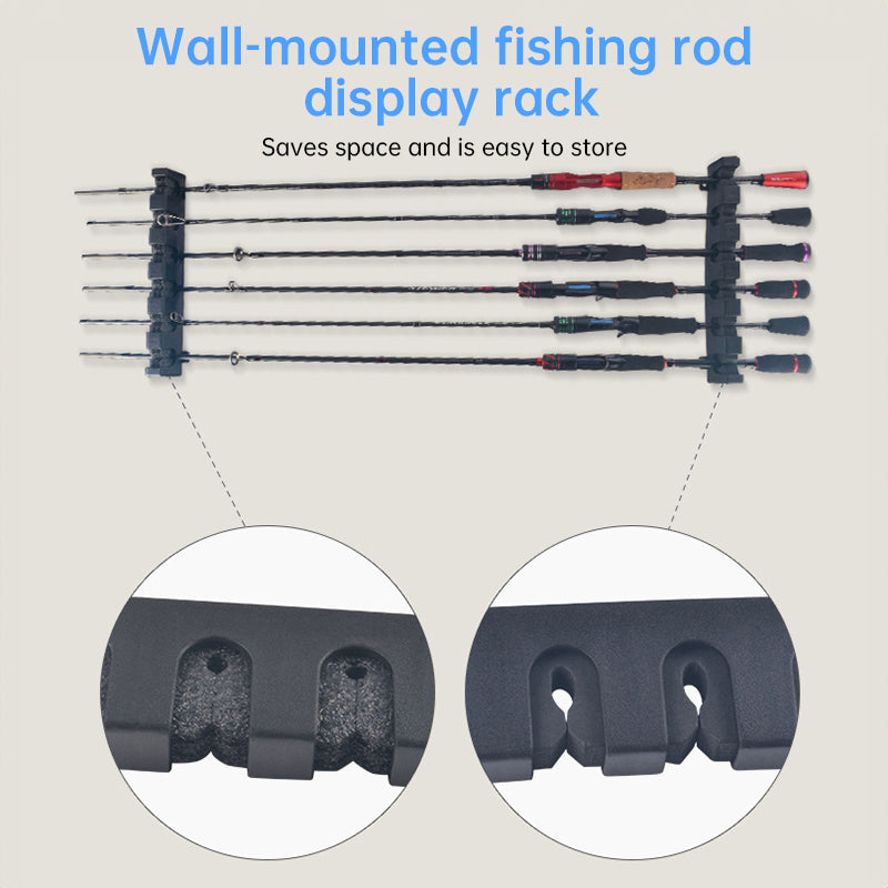 1pc 6-hole fishing rod wall mount, vertical/horizontal display frame - V.I.P Digital Presence