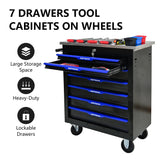 7 DRAWERS MULTIFUNCTIONAL TOOL CART WITH WHEELS-BLACK+BLUE - V.I.P Digital Presence