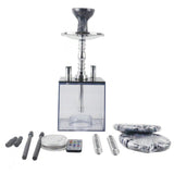 Acrylic hookah set with LED light square double tube hookah finished accessories - V.I.P Digital Presence