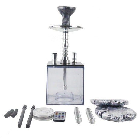 Acrylic hookah set with LED light square double tube hookah finished accessories - V.I.P Digital Presence
