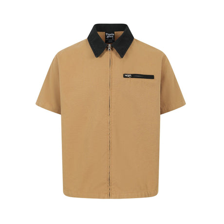 Men's contrasting collar casual short sleeved shirt - V.I.P Digital Presence