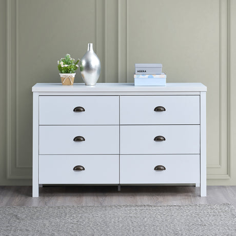 SAFARI 6-drawer main dressing table with interlocking drawer function, easy to assemble, classic white color - V.I.P Digital Presence