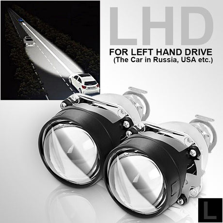 RACBOX 2Pcs 2.5 Inch Universal Bi Xenon HID Projector Lens Silver Black Shroud H1 Xenon LED Bulb H4 H7 Motorcycle Car Headlight - V.I.P Digital Presence