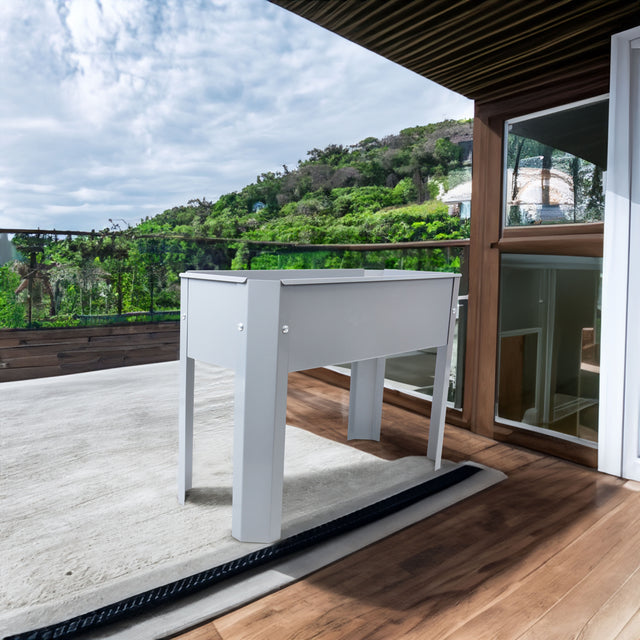 Elevated garden bed, metal elevated outdoor flowerpot box, suitable for backyard and terrace, large flowerpot Grey + Steel - V.I.P Digital Presence