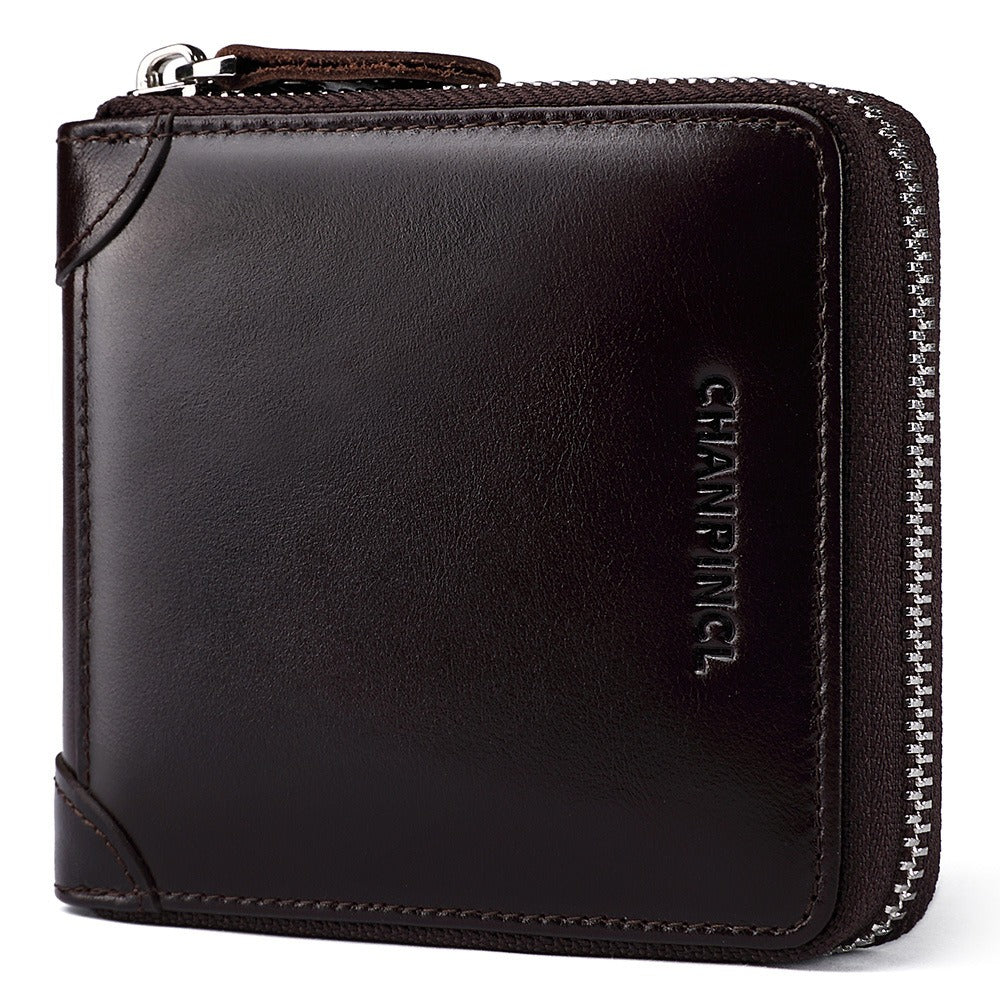 Men's Wallet Leather Zero Purse Zipper Wallet Horizontal Multi-Function Gift Box Wallet - V.I.P Digital Presence
