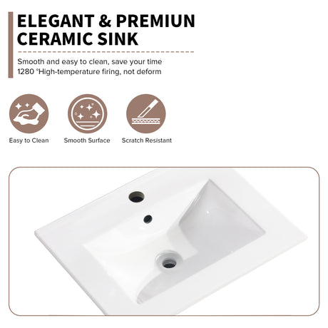 24 Inch Bathroom Ceramic Sink Basin, White - V.I.P Digital Presence