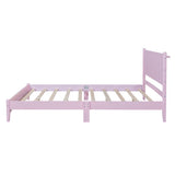 Queen Size Wood Platform Bed Frame, Retro Style Bed with Rectangular Headboard,No Need Box Spring,Pink - V.I.P Digital Presence
