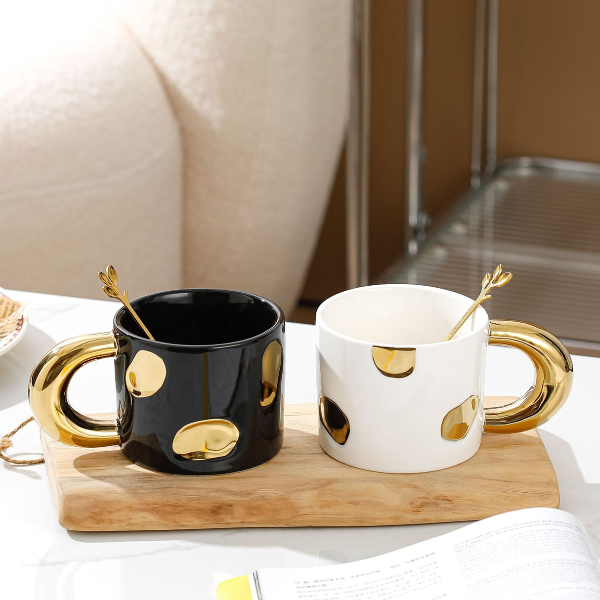 Creative Electroplated Ceramic Mug Office Large Handle Coffee Mug Home Breakfast Cup Juice Cup Milk Cups Couple Water Cup - V.I.P Digital Presence